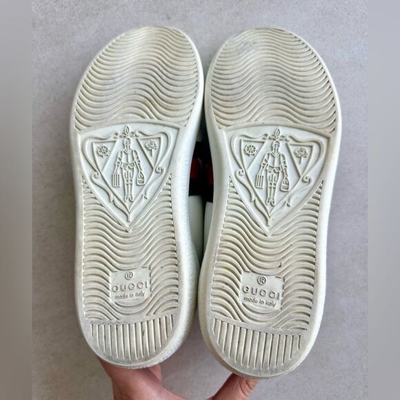 Gucci White Leather Embroidered Ladybug And Pineapple Ace Sneakers Size 36.5 - Picture 10 of 15
